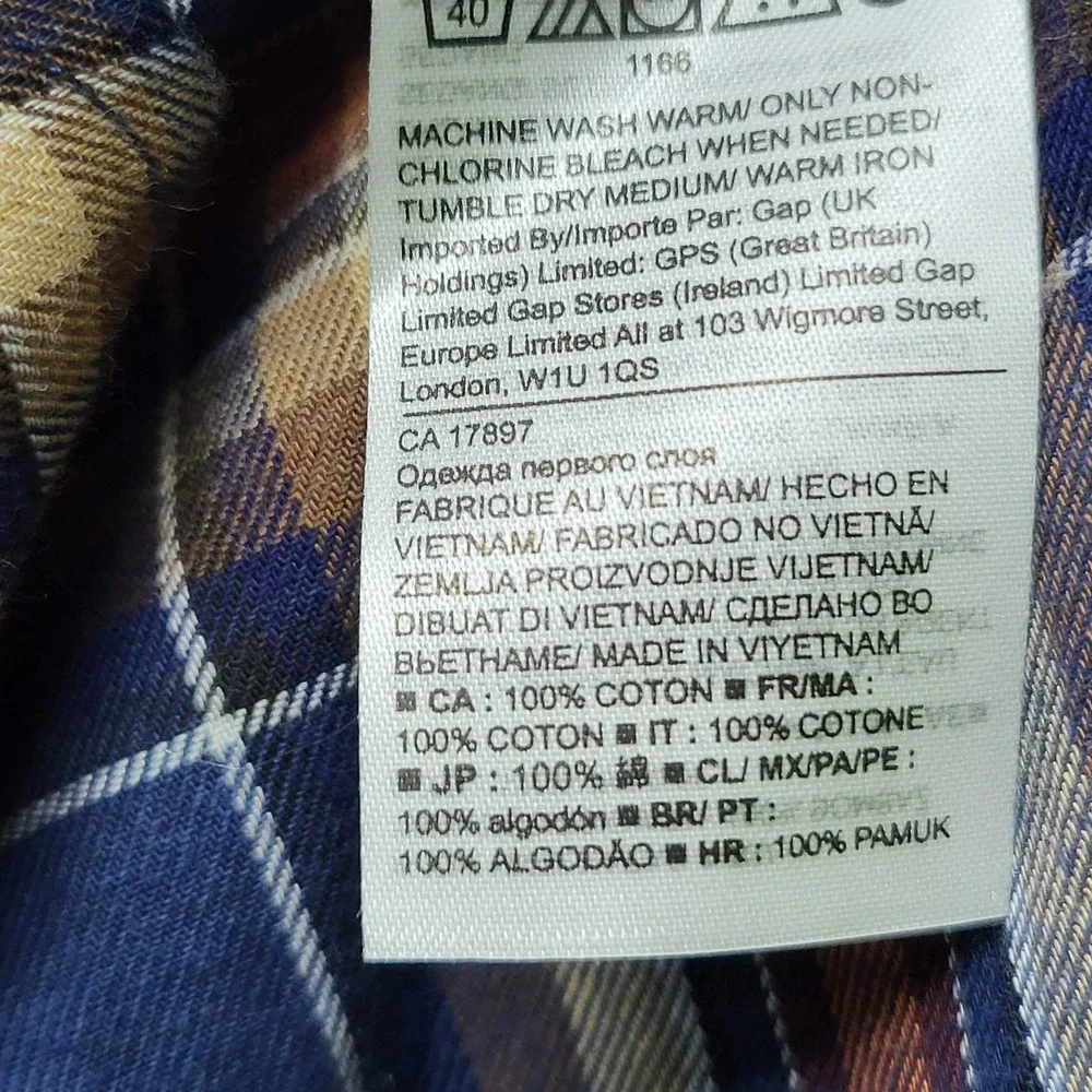 Banana Republic‎ Men Button Up Shirt L Blue Plaid Flannel Long Sleeve